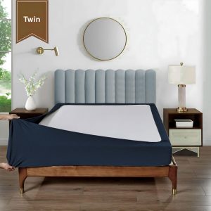 Stretchable Box Spring Wrap Twin Midnight Blue