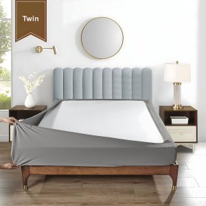 Stretchable Box Spring Wrap Twin Silver Gray