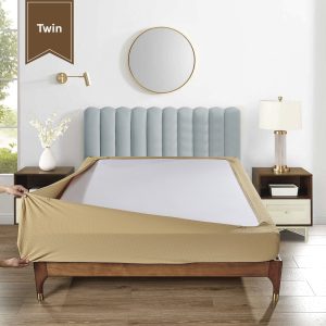 Stretchable Box Spring Wrap Twin Latte