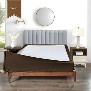 Stretchable Box Spring Wrap Twin Teak Brown