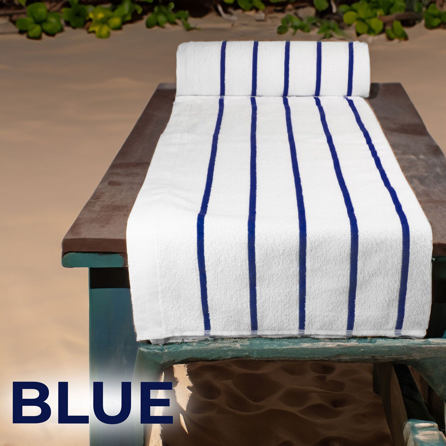 Ryotei Horizontal Stripe Pool Towel 30x60 10.50 lbs Blue - Image 5