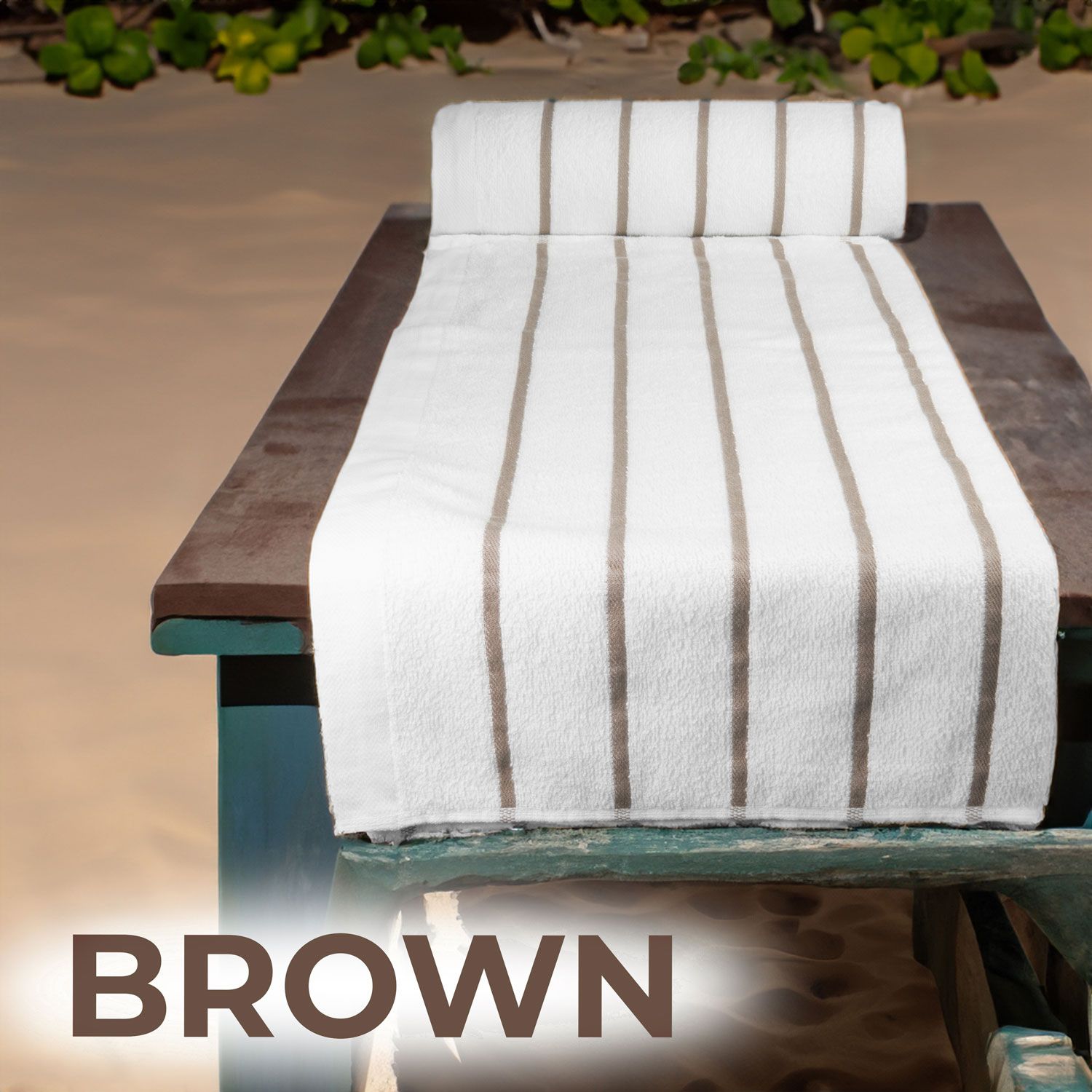 Ryotei Horizontal Stripe Pool Towel 36x68 15 lbs Brown - Image 4