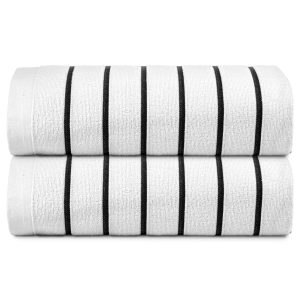Ryotei Horizontal Stripe Pool Towel 30x60 10.50 lbs Black