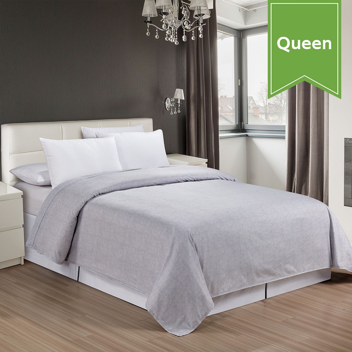 Dolphin Grey Microfiber Top Sheet Queen Flat 94x96