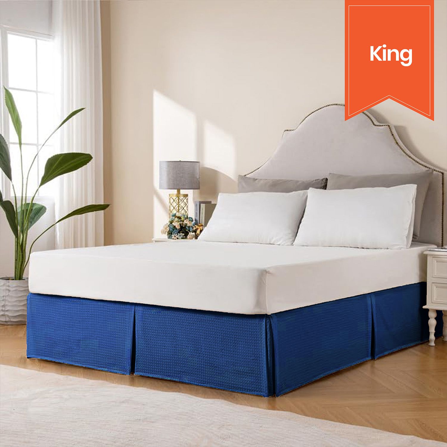 King Bed Skirt - Indigo Night