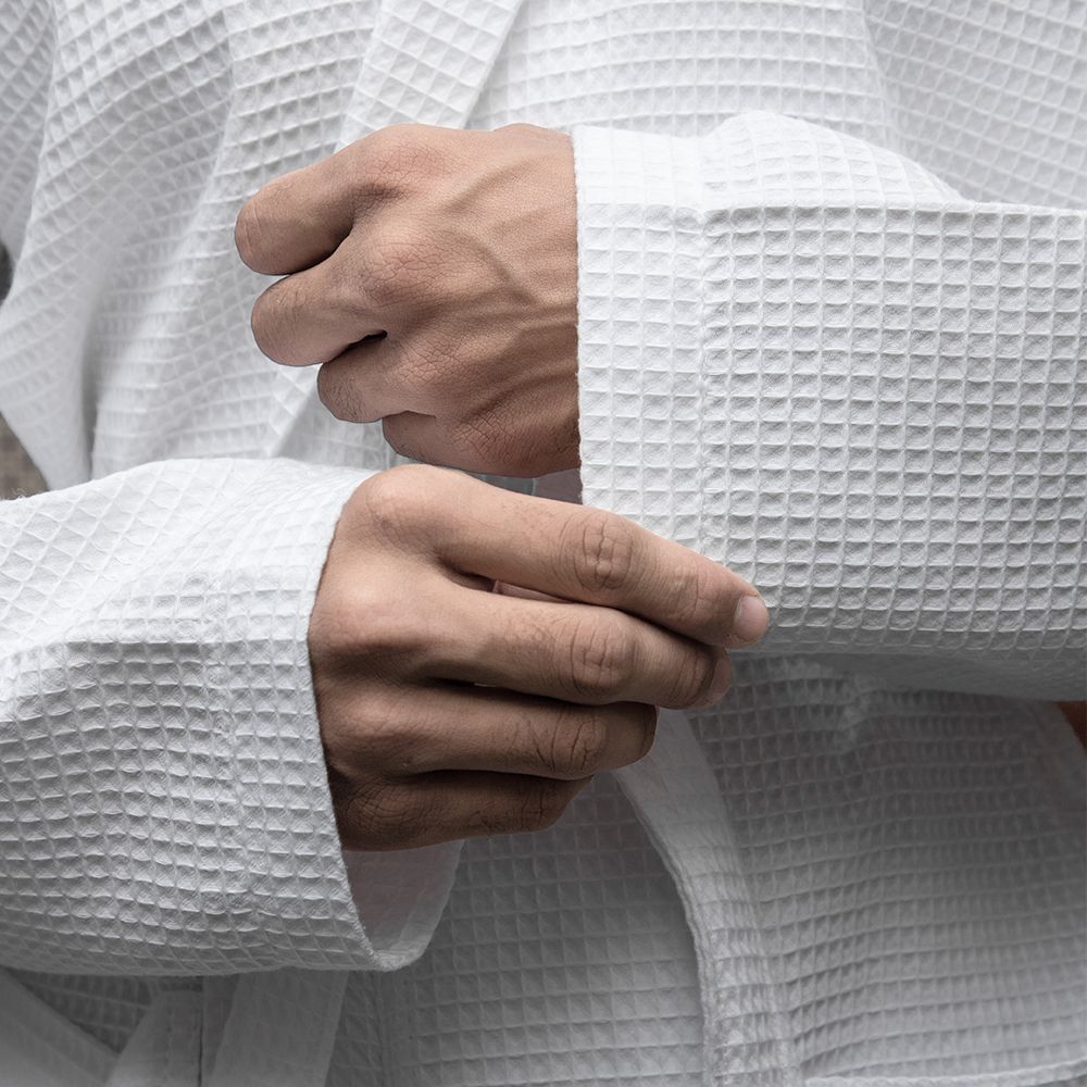 Honeycomb Waffle Bathrobe 48 x 60 Kimono Collar - Image 4