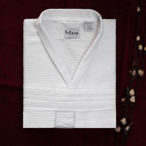Honeycomb Waffle Bathrobe 48 x 60 Kimono Collar