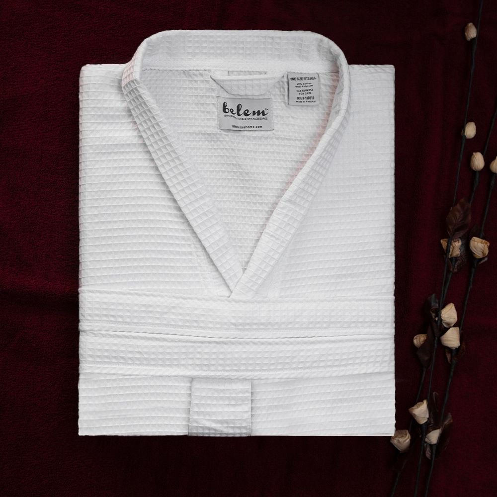 Honeycomb Waffle Bathrobe 48 x 60 Kimono Collar