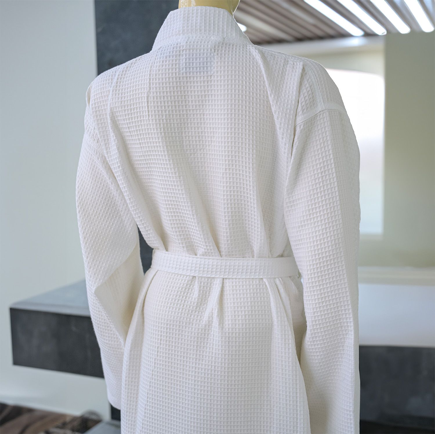 Honeycomb Waffle Bathrobe 48 x 60 Kimono Collar - Image 5