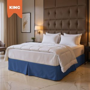 King Diamond Pique Bed Skirt - Midnight Blue