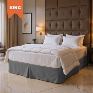King Diamond Pique Bed Skirt - Silver Grey