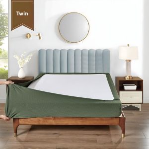Stretchable Box Spring Wrap Twin Organic Green
