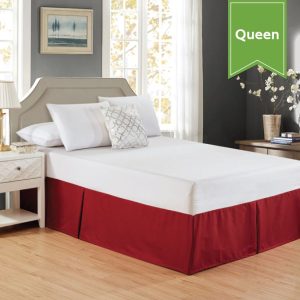 Bed Skirt With Pleats 60 x 80 x 15 Queen Serene Merlot