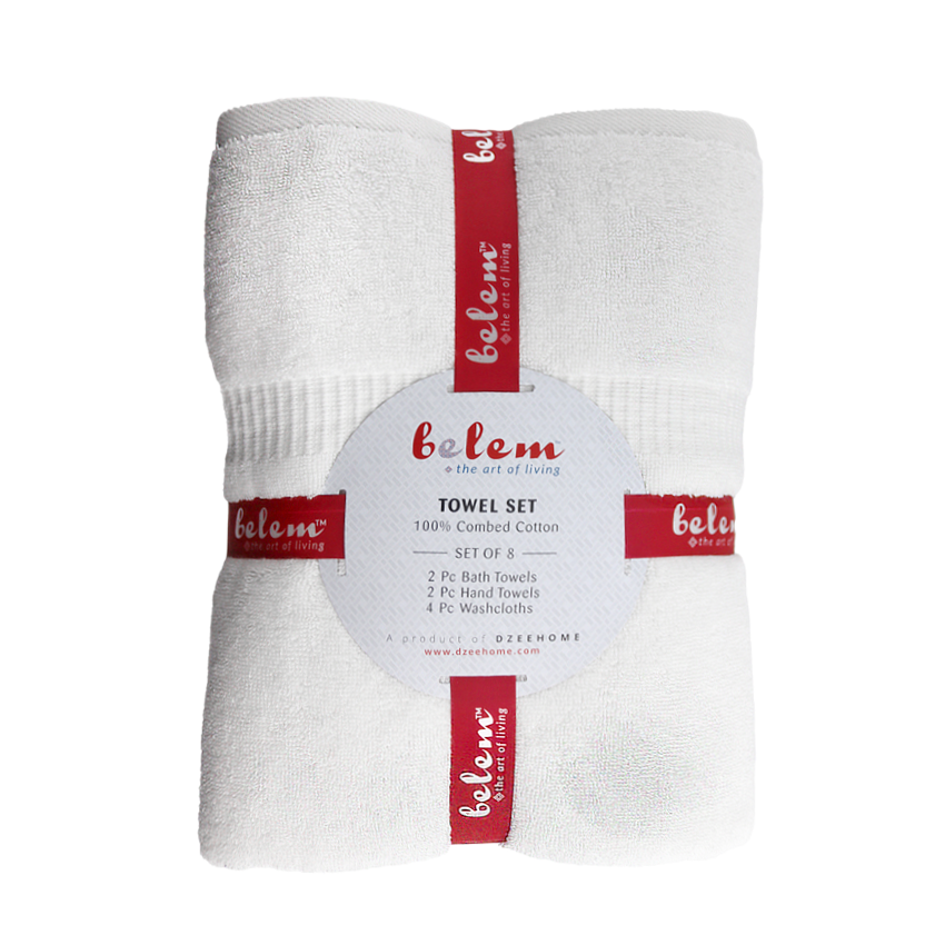 Belem White Combo Pack Wash Cloth-48Pcs | Hand Towel-24Pcs | Bath Towel-24Pcs - Image 3